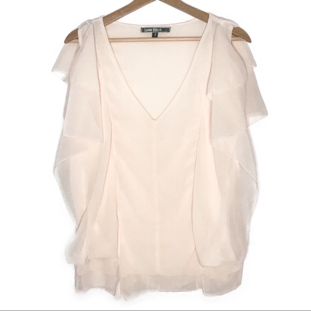 Love Stitch | Sheer V-neck Sleeveless Blouse (S)